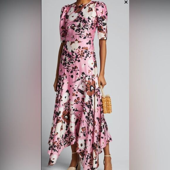 Veronica Beard Connie maxi dress pink multi brown floral 2 - Picture 1 of 9